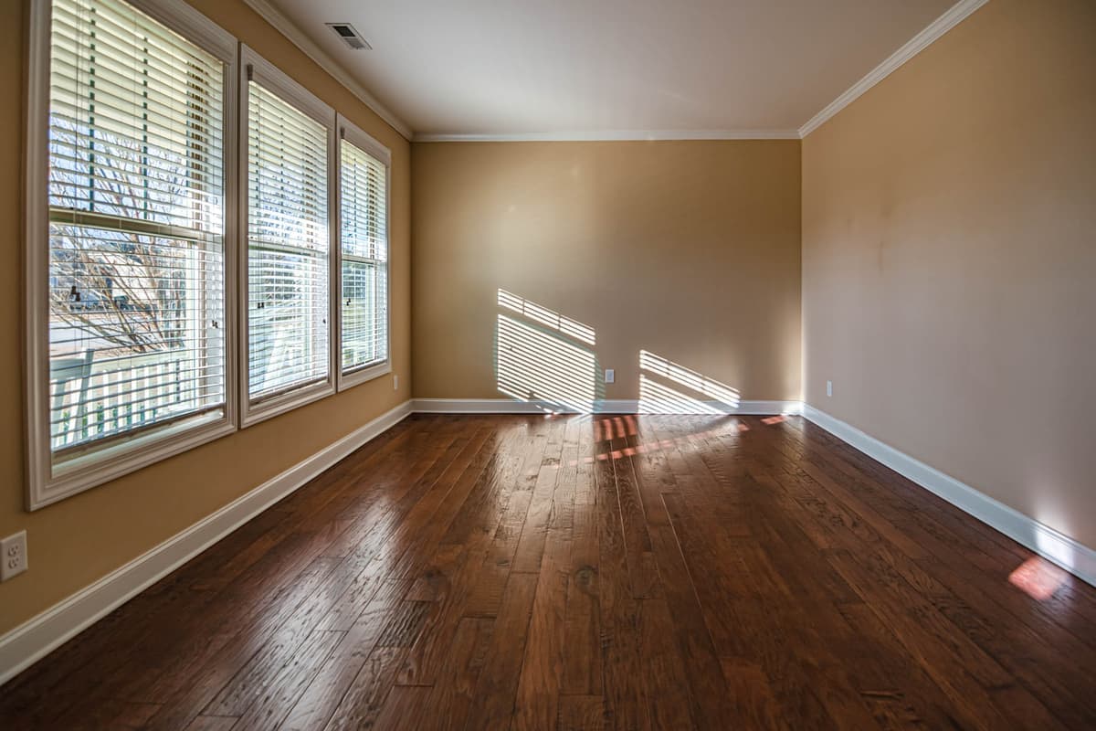 A bright empty living room in daylight