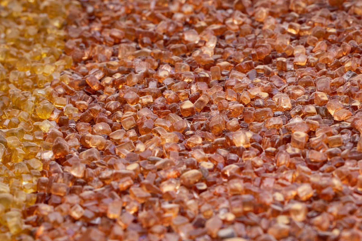 Glass pebbles and crystals photographed close up