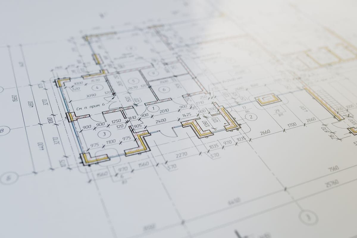 A floor plan drawing on paper
