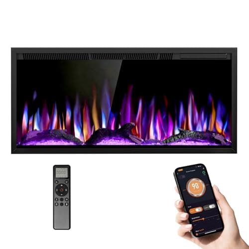 R.W.FLAME 36" Ultra-Thin Recessed & Wall-Mount Fireplace