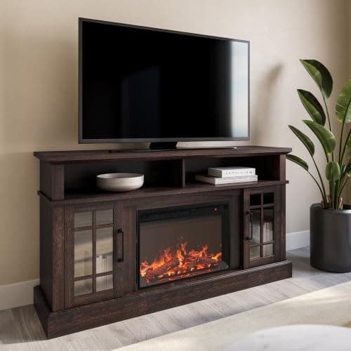BELLEZE Astorga 58" TV Stand with 23" Electric Fireplace
